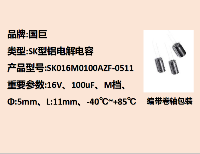 國巨鋁電解電容16V,100uF,5mm,11mm